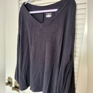Lane Bryant Navy Blue Waffle Knit V Neck Lightweight Pullover Size 18/20 2x